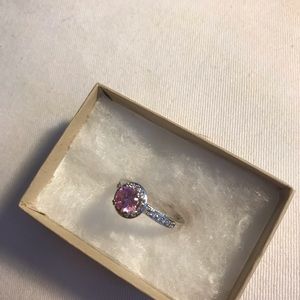 Pink Diamond Ring with Silver Band